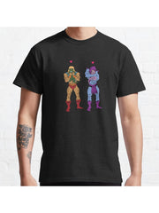 He-Man and Skeletor Snuggle Break Classic T-Shirt 100% Cotton, Gifts for Men Dad Husband Grandpa, S-XXXL, Black