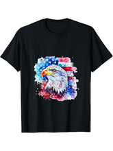 4th Of July Bald Eagle American Flag USA Patriotic America T-Shirt 180G 100% Cotton Printed Round Neck Short-Sleeve T-Shirt, Gifts for Men Dad Husband Grandpa, S-XXXL, Black