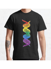 Rainbow Double Helix Classic T-Shirt 100% Cotton, Gifts for Men Dad Husband Grandpa, S-XXXL, Black