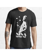 Nina Goddam Simone - White Stencil Essential T-Shirt 100% Cotton, Gifts for Men Dad Husband Grandpa, S-XXXL, Black