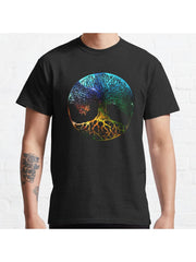 Tree of Life Mandala Classic T-Shirt 100% Cotton, Gifts for Men Dad Husband Grandpa, S-XXXL, Black