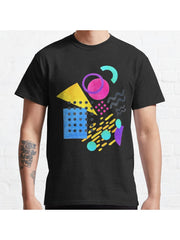 Memphis style Classic T-Shirt 100% Cotton, Gifts for Men Dad Husband Grandpa, S-XXXL, Black