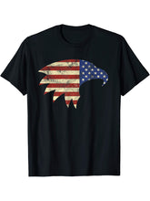 4th Of July Independence Day Bald Eagle T-Shirt 180G 100% Cotton Printed Round Neck Short-Sleeve T-Shirt, Gifts for Men Dad Husband Grandpa, S-XXXL, Black