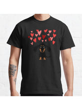 Cute Dachshund Puppy Dog with Valentine Hearts Classic T-Shirt 100% Cotton, Gifts for Men Dad Husband Grandpa, S-XXXL, Black