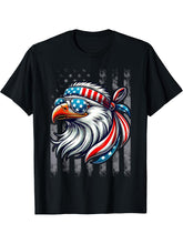 American Bald Eagle Eyes USA Flag Patriotic T-Shirt 180G 100% Cotton Printed Round Neck Short-Sleeve T-Shirt, Gifts for Men Dad Husband Grandpa, S-XXXL, Black