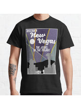 Vintage New Vegas Skyline Classic T-Shirt 100% Cotton, Gifts for Men Dad Husband Grandpa, S-XXXL, Black