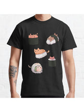 Sushi Cats Classic T-Shirt 100% Cotton, Gifts for Men Dad Husband Grandpa, S-XXXL, Black