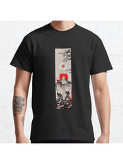 The Ghost Ukiyo-e Classic T-Shirt 100% Cotton, Gifts for Men Dad Husband Grandpa, S-XXXL, Black
