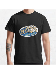 Rico's Surf Shop Logo Classic T-Shirt 100% Cotton, Gifts for Men Dad Husband Grandpa, S-XXXL, Black
