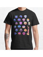 Jellyfish Day Classic T-Shirt 100% Cotton, Gifts for Men Dad Husband Grandpa, S-XXXL, Black