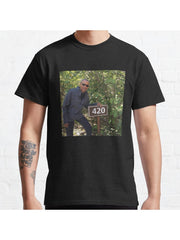 420 Obama Print Classic T-Shirt 100% Cotton, Gifts for Men Dad Husband Grandpa, S-XXXL, Black