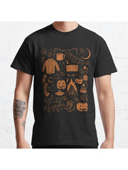 Autumn Nights: Halloween Classic T-Shirt 100% Cotton, Gifts for Men Dad Husband Grandpa, S-XXXL, Black