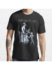 Party Like It's 1347 Again Essential T-Shirt 100% Cotton, Gifts for Men Dad Husband Grandpa, S-XXXL, Black