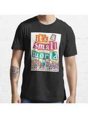it's a small world - full graphic by Kelly Design Company Essential T-Shirt 100% Cotton, Gifts for Men Dad Husband Grandpa, S-XXXL, Black