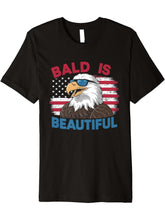Bald Is Beautiful 4th Of July Cool Bald Eagle Sun Glasses Premium T-Shirt 180G 100% Cotton Printed Round Neck Short-Sleeve T-Shirt, Gifts for Men Dad Husband Grandpa, S-XXXL, Black