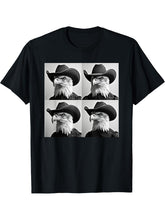 Bald Eagle Cowboy Hat Humor Animal Photobooth Bald Eagle T-Shirt 180G 100% Cotton Printed Round Neck Short-Sleeve T-Shirt, Gifts for Men Dad Husband Grandpa, S-XXXL, Black
