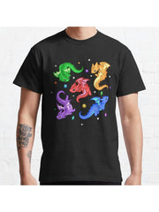 Gem Dragon Pattern Classic T-Shirt 100% Cotton, Gifts for Men Dad Husband Grandpa, S-XXXL, Black