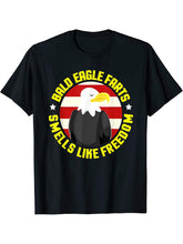 American Flag Bald Eagle 4th of July USA T-Shirt 180G 100% Cotton Printed Round Neck Short-Sleeve T-Shirt, Gifts for Men Dad Husband Grandpa, S-XXXL, Black