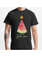 Summer Christmas Classic T-Shirt 100% Cotton, Gifts for Men Dad Husband Grandpa, S-XXXL, Black