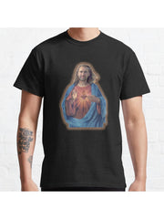 Nicolas Cage as Jesus - Nicholas Cage - Nick Cage - Nic Cage Classic T-Shirt 100% Cotton, Gifts for Men Dad Husband Grandpa, S-XXXL, Black