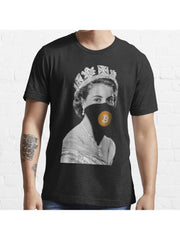 Queen Bitcoin Bandit Geek Essential T-Shirt 100% Cotton, Gifts for Men Dad Husband Grandpa, S-XXXL, Black
