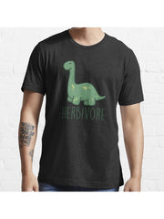 Herbivore Essential T-Shirt 100% Cotton, Gifts for Men Dad Husband Grandpa, S-XXXL, Black