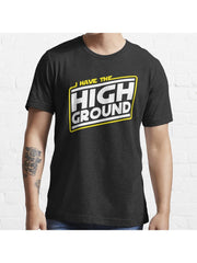 I Have the High Ground Essential T-Shirt 100% Cotton, Gifts for Men Dad Husband Grandpa, S-XXXL, Black
