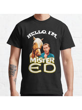 Hello I'm Mister Ed and Wilbur Post Talking Horse Tribute Classic T-Shirt 100% Cotton, Gifts for Men Dad Husband Grandpa, S-XXXL, Black