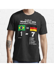 Brazil 1 - Germany 7 2014 Essential T-Shirt 100% Cotton, Gifts for Men Dad Husband Grandpa, S-XXXL, Black