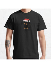 Santa Dachshund | Funny Wiener Dog Christmas Classic T-Shirt 100% Cotton, Gifts for Men Dad Husband Grandpa, S-XXXL, Black
