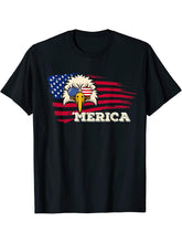 4th Of July Merica USA Flag Bald Eagle Patriotic Veteran T-Shirt 180G 100% Cotton Printed Round Neck Short-Sleeve T-Shirt, Gifts for Men Dad Husband Grandpa, S-XXXL, Black