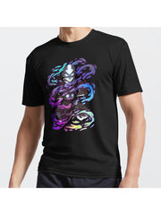 Avatar: The Last Airbender Aang Elements Rainbow Foil Active T-Shirt 100% Cotton, Gifts for Men Dad Husband Grandpa, S-XXXL, Black