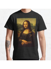 Mona Lisa HD Classic T-Shirt 100% Cotton, Gifts for Men Dad Husband Grandpa, S-XXXL, Black