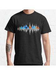 The Sounds Of Nature - Music Sound Wave Classic T-Shirt 100% Cotton, Gifts for Men Dad Husband Grandpa, S-XXXL, Black