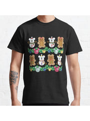 Happy Holiday Gingerbread Classic T-Shirt 100% Cotton, Gifts for Men Dad Husband Grandpa, S-XXXL, Black