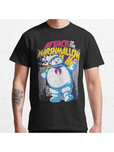 Attack of the Marshmallow - Ghostbusters Classic T-Shirt 100% Cotton, Gifts for Men Dad Husband Grandpa, S-XXXL, Black