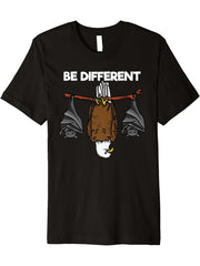 Be Different Hanging Bald Eagle On Tree With Sleeping Bats Premium T-Shirt 180G 100% Cotton Printed Round Neck Short-Sleeve T-Shirt, Gifts for Men Dad Husband Grandpa, S-XXXL, Black
