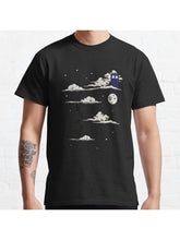 He lives on a cloud in the sky Classic T-Shirt 100% Cotton, Gifts for Men Dad Husband Grandpa, S-XXXL, Black