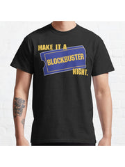 Make It a Blockbuster Night Classic T-Shirt 100% Cotton, Gifts for Men Dad Husband Grandpa, S-XXXL, Black