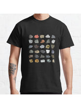 Gems and Crystals Ores and Minerals Rock Collecting Chart Classic T-Shirt 100% Cotton, Gifts for Men Dad Husband Grandpa, S-XXXL, Black