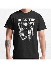 Hack the Planet Classic T-Shirt 100% Cotton, Gifts for Men Dad Husband Grandpa, S-XXXL, Black