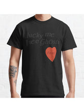 lucky me I see Ghosts heart Classic T-Shirt 100% Cotton, Gifts for Men Dad Husband Grandpa, S-XXXL, Black