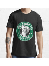 Cups of Coffee Essential T-Shirt 100% Cotton, Gifts for Men Dad Husband Grandpa, S-XXXL, Black