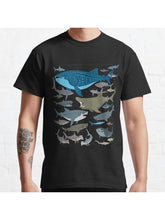 Know Your Sharks Classic T-Shirt 100% Cotton, Gifts for Men Dad Husband Grandpa, S-XXXL, Black