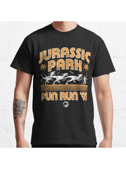 Jurassic Park Fun Run '93 Orange Hue Poster Classic T-Shirt 100% Cotton, Gifts for Men Dad Husband Grandpa, S-XXXL, Black