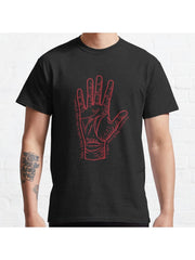 Red Right Hand with Lyrics Classic T-Shirt 100% Cotton, Gifts for Men Dad Husband Grandpa, S-XXXL, Black