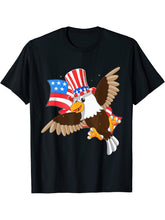 4th of July Independence Day Patriotic American Bald Eagle T-Shirt 180G 100% Cotton Printed Round Neck Short-Sleeve T-Shirt, Gifts for Men Dad Husband Grandpa, S-XXXL, Black