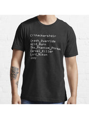 Hackers Movie - C: Cast of Characters Essential T-Shirt 100% Cotton, Gifts for Men Dad Husband Grandpa, S-XXXL, Black