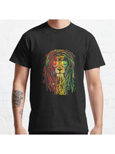 Rasta Lion Art for Reggae Lover Classic T-Shirt 100% Cotton, Gifts for Men Dad Husband Grandpa, S-XXXL, Black