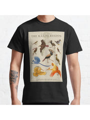 Birds of Kanto Classic T-Shirt 100% Cotton, Gifts for Men Dad Husband Grandpa, S-XXXL, Black